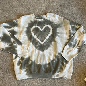Urban Outfitters Heart Tie-Dye Crew Neck Sweatshirt